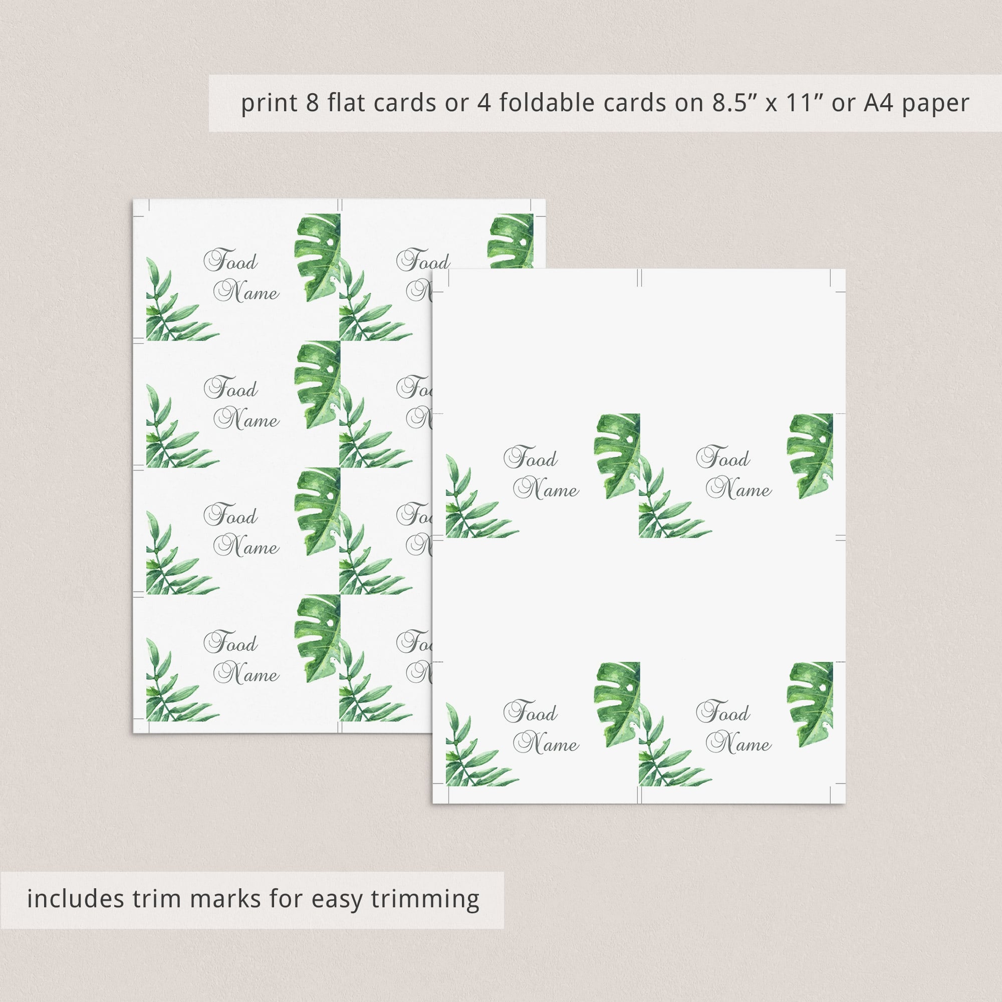 DIY food label cards greenery theme by LittleSizzle