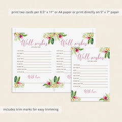 Tropical Wedding Well Wishes for the Bride and Groom Cards Printable ...