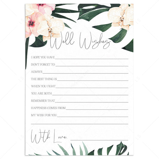 Summer Wedding Well Wishes Cards Instant Download by LittleSizzle