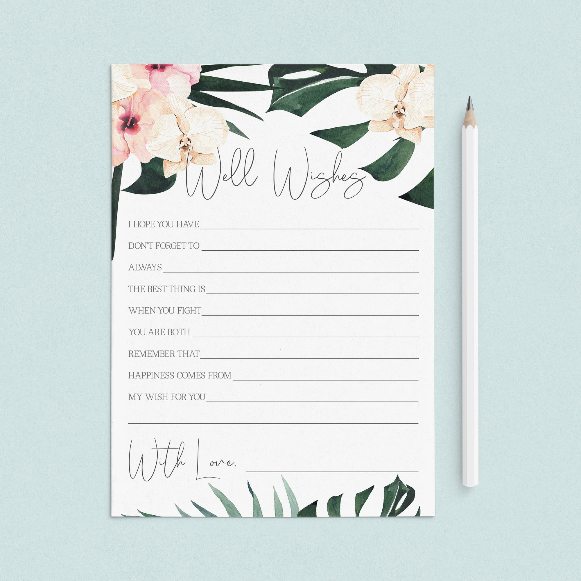 Summer Wedding Well Wishes Cards Instant Download by LittleSizzle