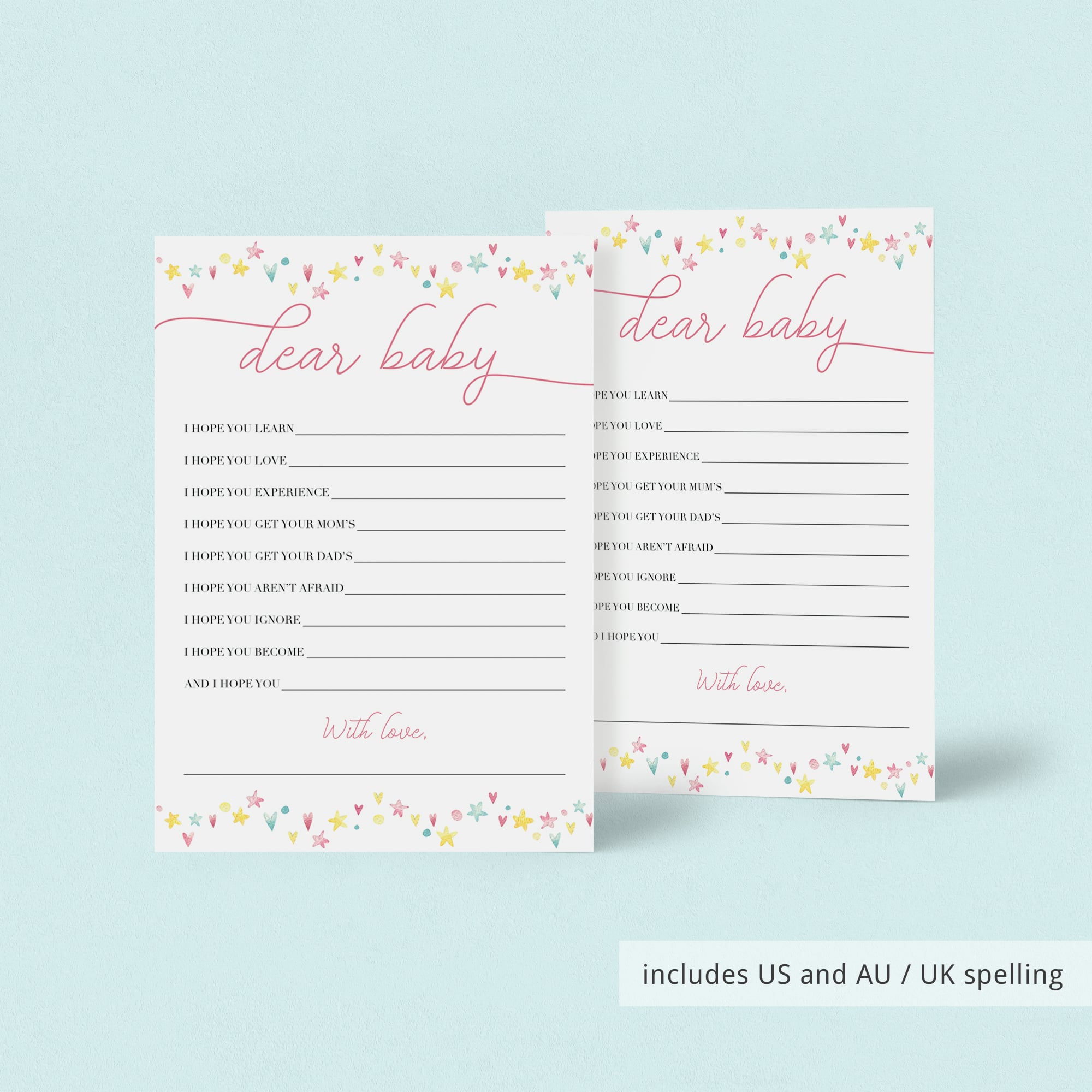 Watercolor pink baby sprinkle activity by LittleSizzle