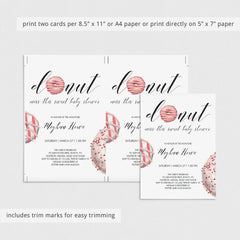Donut Theme Baby Shower Invitation Set Templates for Girl