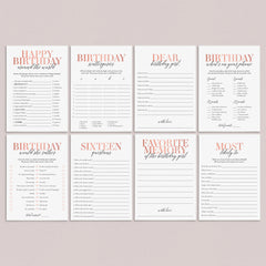 Sweet 16 Party Games Bundle Rose Gold Printable by LittleSizzle