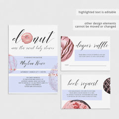Editable invitation cards for girl baby shower pink donut by LittleSizzle