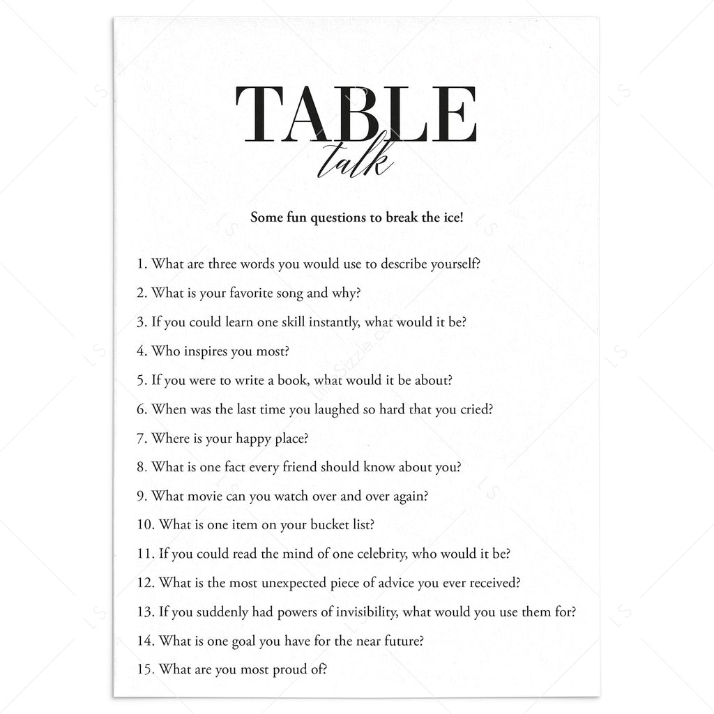 Printable Conversation Starter Table Talk Questions | Table Topics – LittleSizzle printable-conversation-starter-table-talk-questions-table-topics-littlesizzle