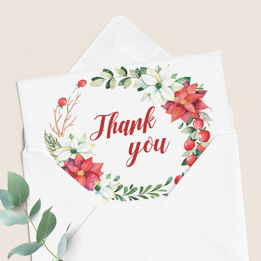 Christmas Wreath Thank You Cards Printable by LittleSizzle
