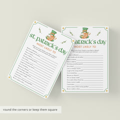 St Patricks Party Game Who Is Most Likely To Printable
