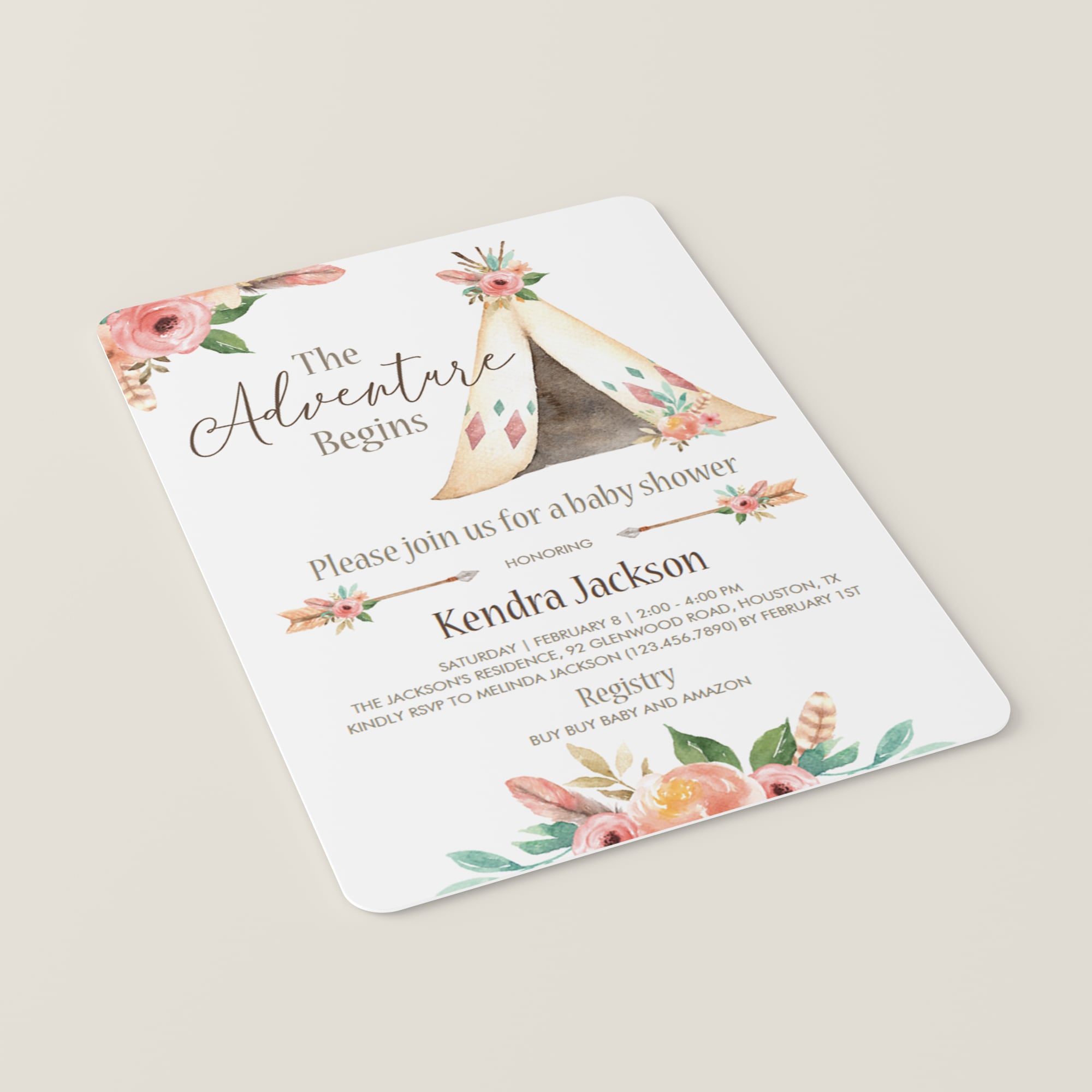 Bohemian baby shower invitation template by LittleSizzle