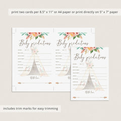 Teepee Baby Shower Games and Keepsakes Bundle