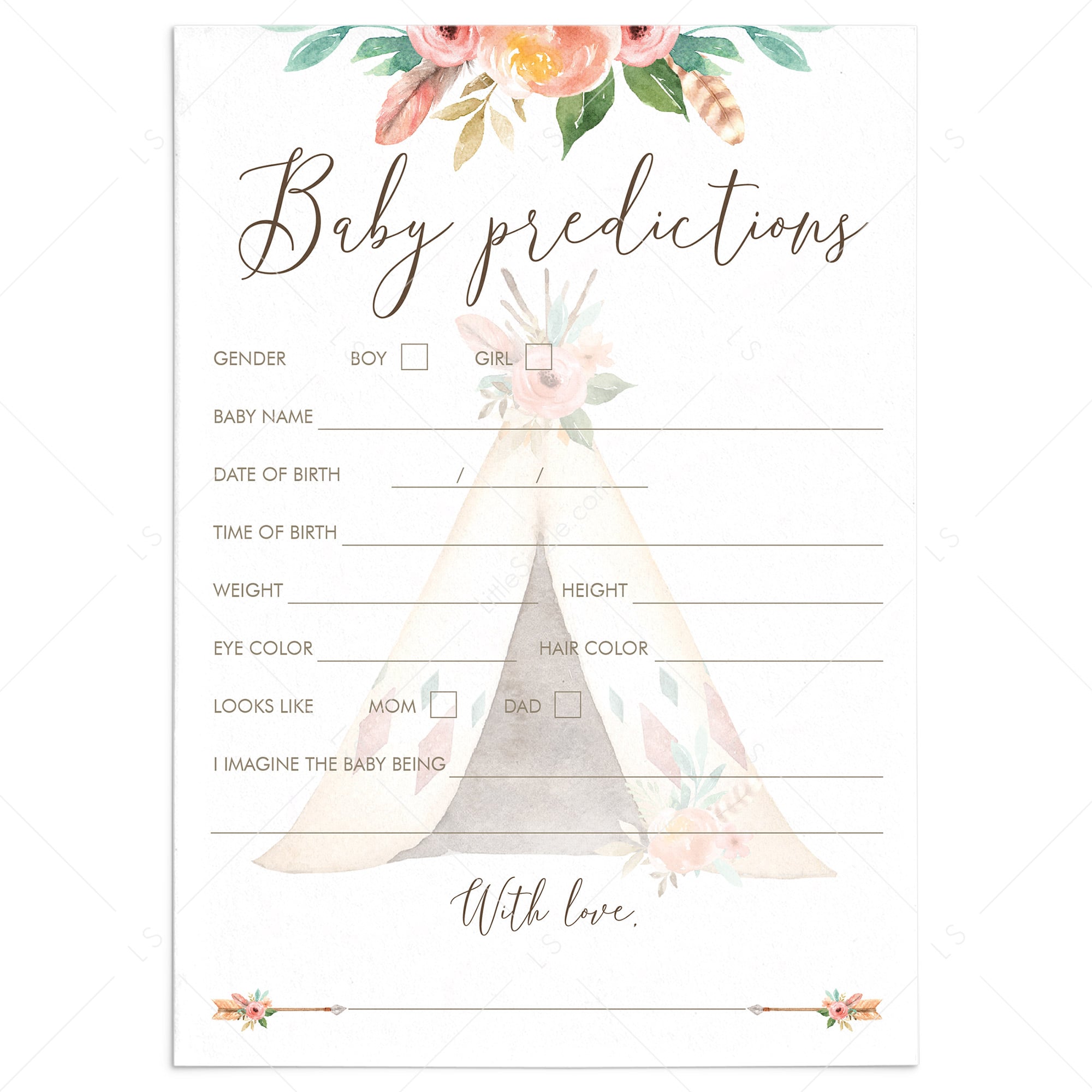Baby Predictions Game for Tribal Theme Baby Shower by LittleSizzle