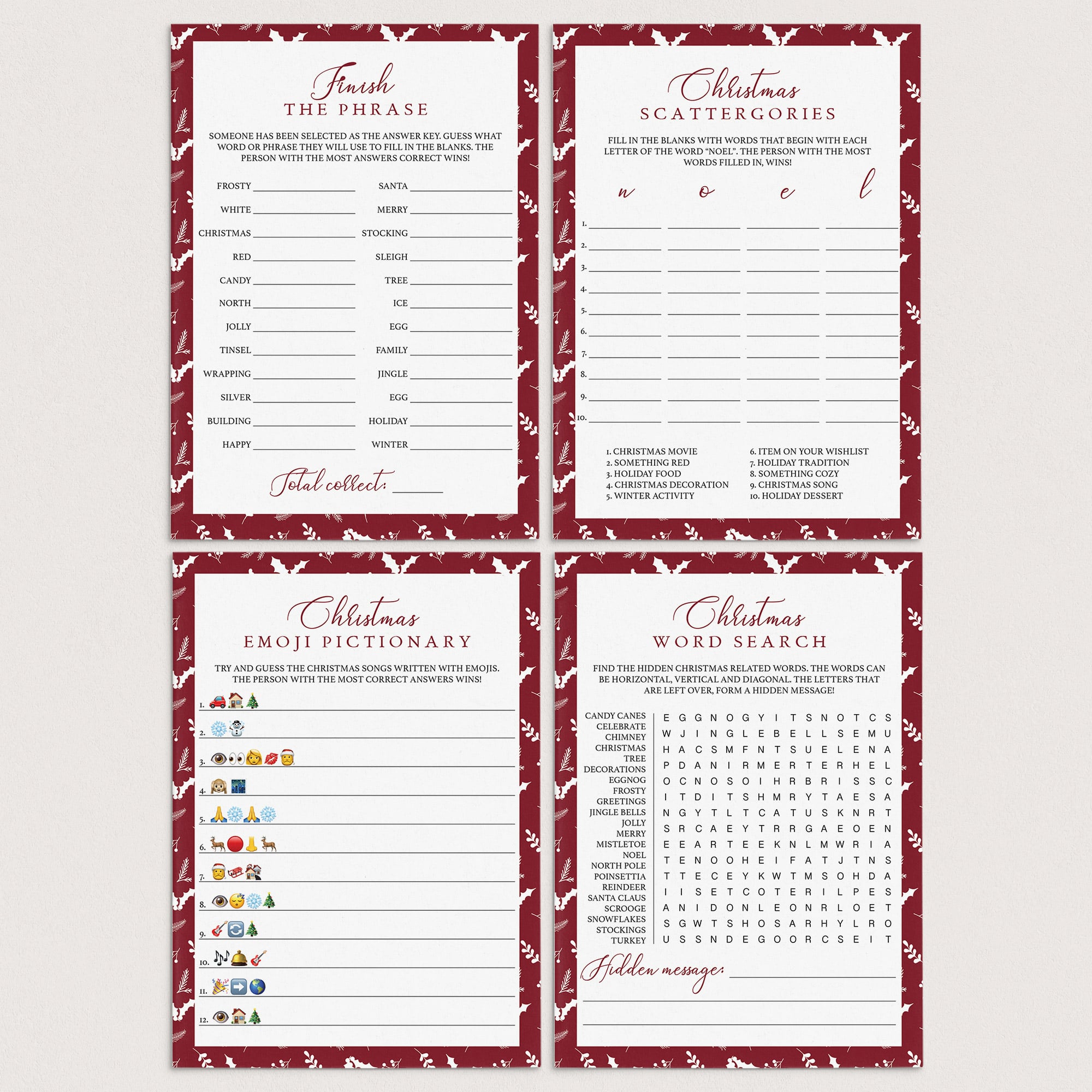 Fun Christmas Party Games Package Printable by LittleSizzle