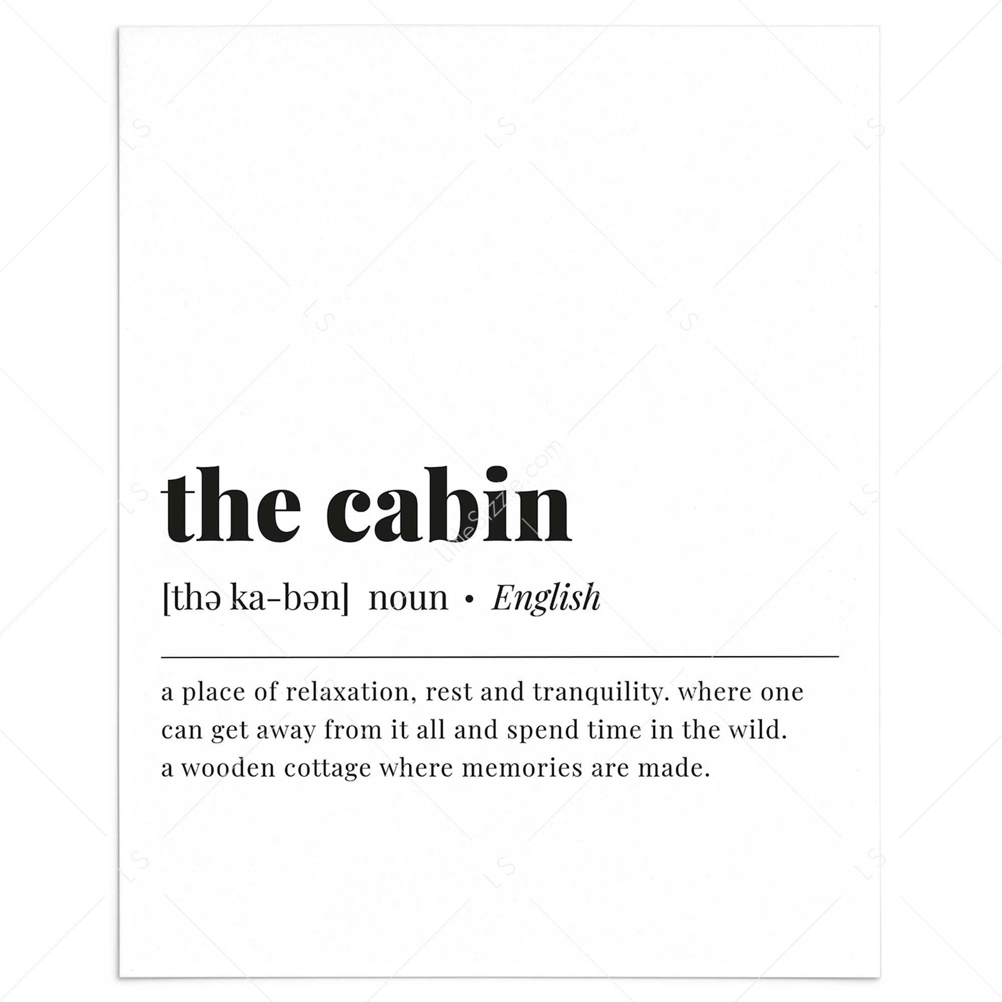 The Cabin Definition Print Instant Download by LittleSizzle