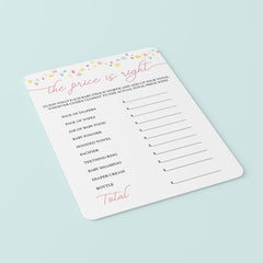 Printable Girl Baby Shower Game The Price is Right