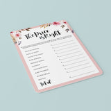 Floral Watercolor Baby Shower Game The Price is Right Printable