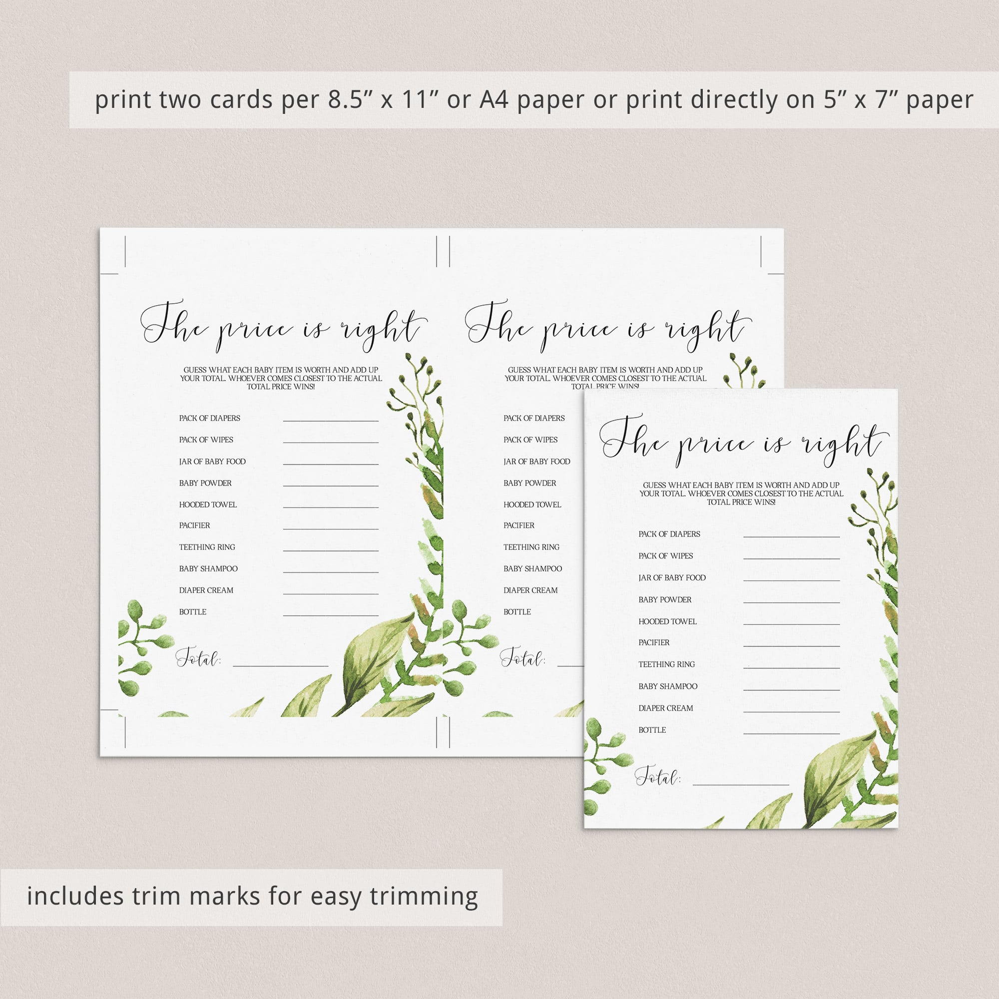 Garden themed baby shower games instant download the price is right by LittleSizzle