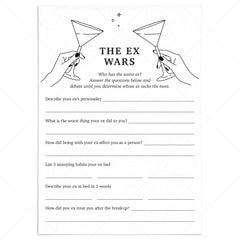 Ladies Divorce Party Game The Ex Wars by LittleSizzle