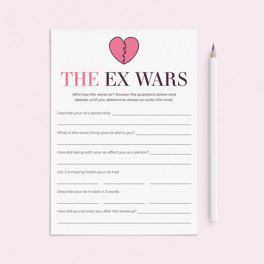 Printable Girls Night Game Worst Ex Ever by LittleSizzle