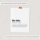 Lake Definition Print Instant Download