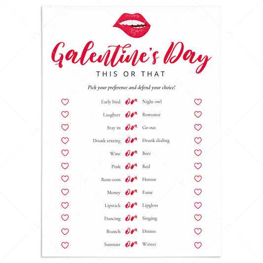 Galentines Party Game This or That Printable by LittleSizzle
