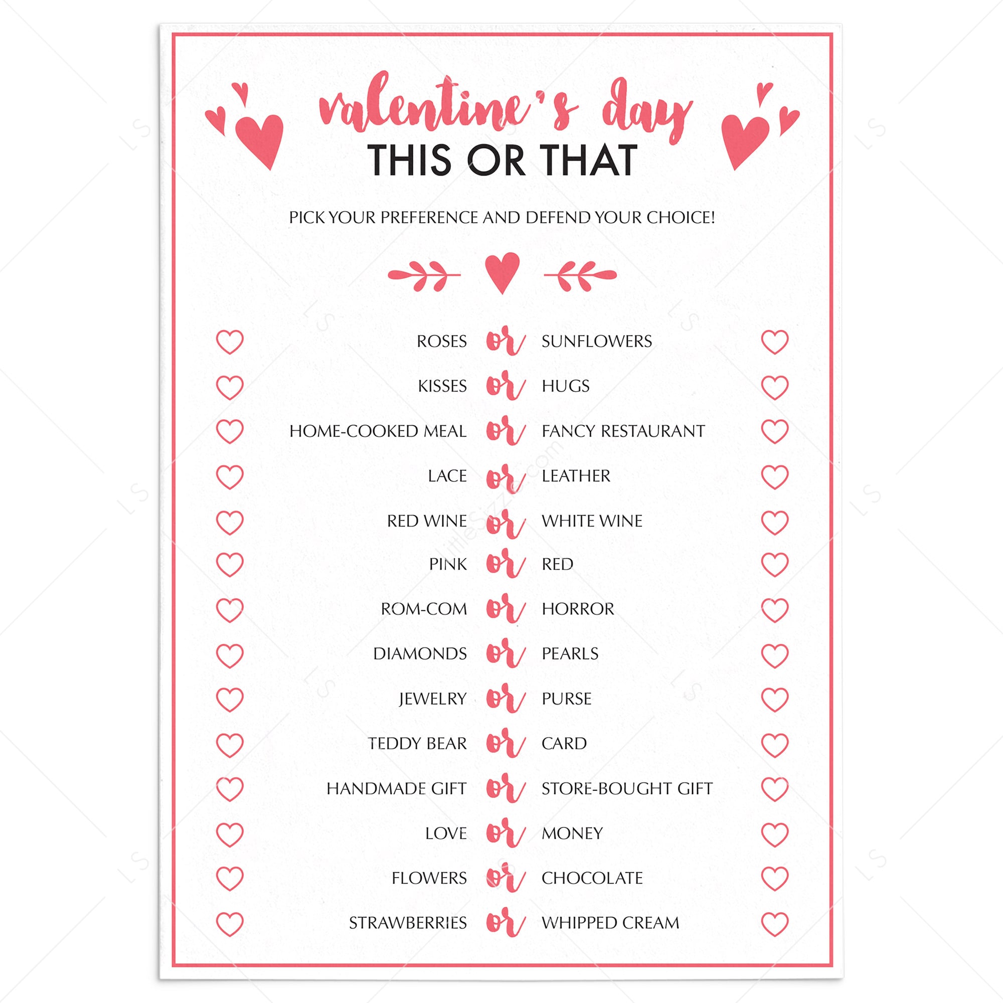 Valentine's Day Would You Rather Game for Adults by LittleSizzle