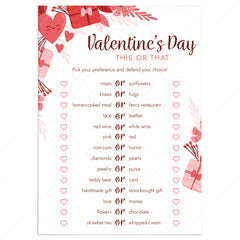 Valentine's Day This or That Questions Printable by LittleSizzle