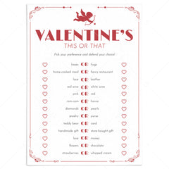 Vintage Cupid Valentine's Printable This or That Game by LittleSizzle