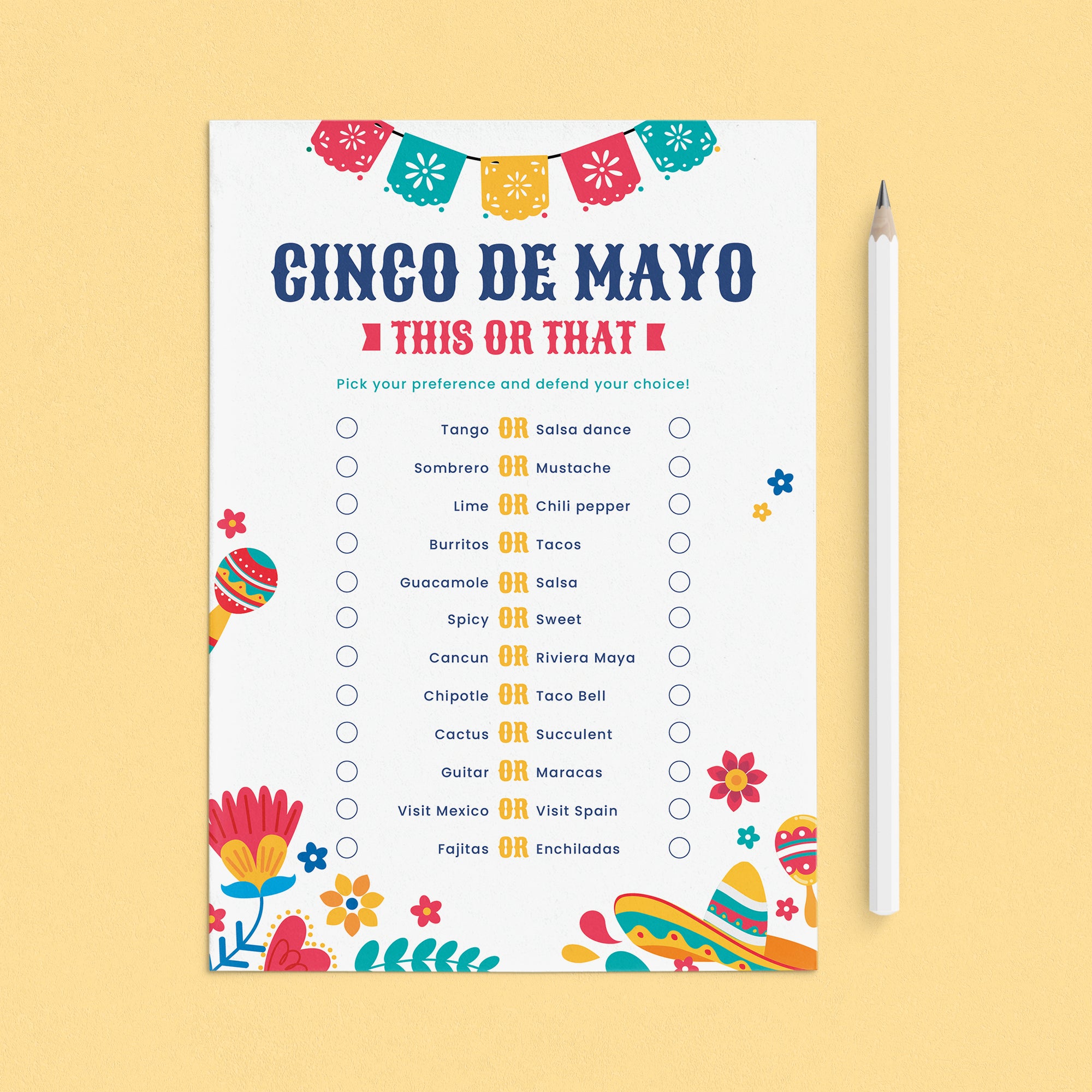 Cinco de Mayo Party Game This or That Printable by LittleSizzle