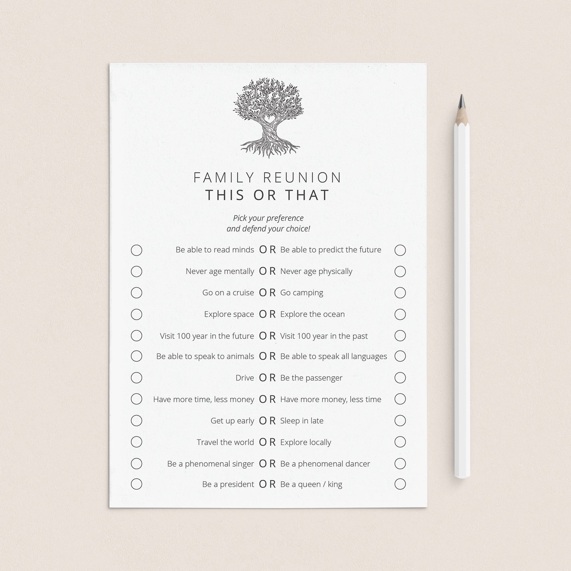 Printable Family Reunion Would You Rather This or That Questions by LittleSizzle
