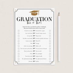Graduation Party Game Would They Rather This Or That by LittleSizzle