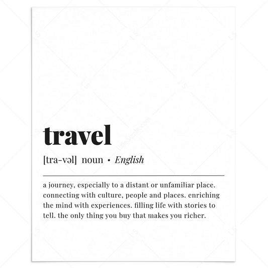 Travel Definition Print Instant Download by LittleSizzle