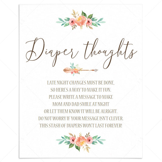 Funny Baby Shower Activity Diaper Thoughts Printable by LittleSizzle