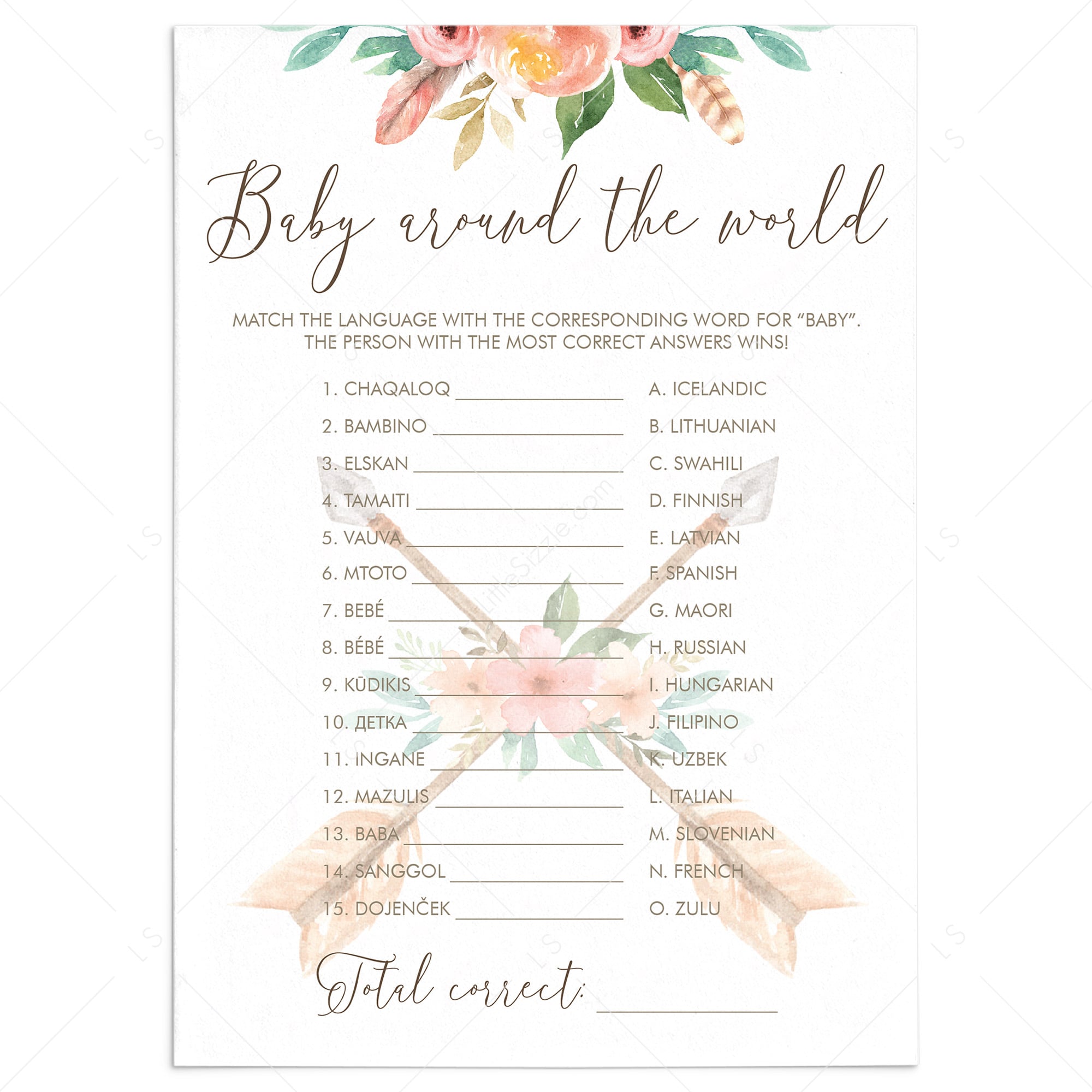Tribal Baby Shower Games Baby Around The World Printable by LittleSizzle