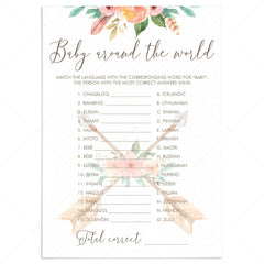 Tribal Baby Shower Games Baby Around The World Printable by LittleSizzle