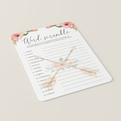 Floral Aztec Baby Shower Game Baby Word Scramble