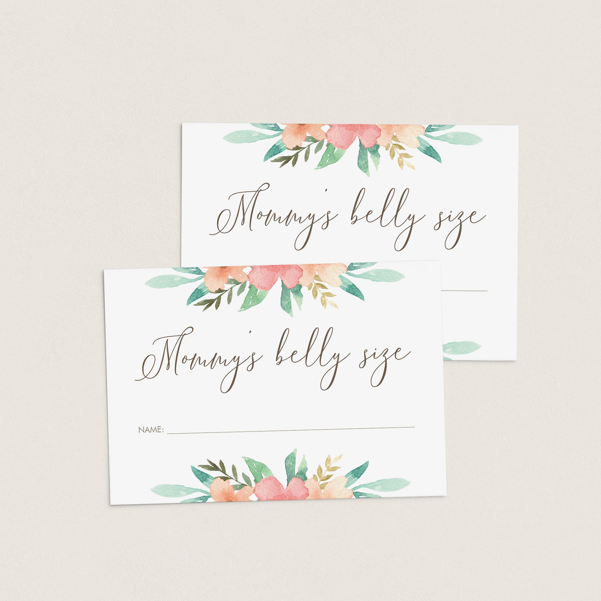 Guess the belly size cards printable by LittleSizzle