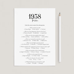 1938 Trivia Quiz with Answer Key Instant Download by LittleSizzle