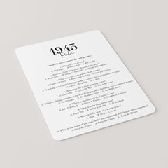 1943 Trivia Questions and Answers Printable