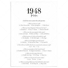 1948 Trivia Quiz with Answer Key Instant Download by LittleSizzle