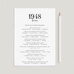 1948 Trivia Quiz with Answer Key Instant Download by LittleSizzle