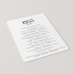 1953 Trivia Quiz with Answer Key Instant Download