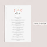 1958 Trivia Questions and Answers Printable