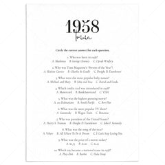 1958 Trivia Quiz with Answer Key Instant Download by LittleSizzle