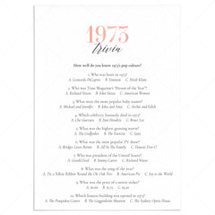 1973 Trivia Questions and Answers Printable by LittleSizzle