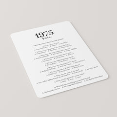 1973 Trivia Quiz with Answer Key Instant Download