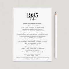 1983 Trivia Quiz with Answer Key Instant Download by LittleSizzle