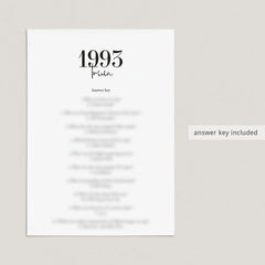1993 Trivia Quiz with Answer Key Instant Download