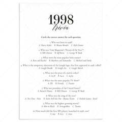1998 Fun Facts Quiz with Answers Printable by LittleSizzle