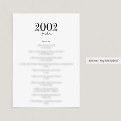 2002 Trivia Quiz with Answer Key Instant Download