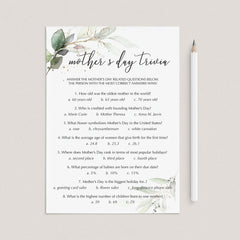 Greenery and Gold Mother's Day Game Bundle Digital Download