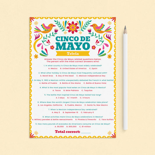 Printable Cinco de Mayo Trivia Game with Answer Key by LittleSizzle